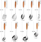 304 Stainless Steel Cooking Utensils Set, Solid Spoon, Skimmer Spoon, Spaghetti - Image 2