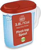 1 Gallon Water Pitcher with Lid & Pivot Top Spout -Slim Design Fits Fridge by JOEYZ