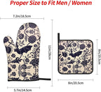 Bats and Flower Oven Mitts and Pot Holders Sets of 4, Resistant Hot Pads - Image 3
