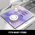Rnivvi Dish Drying Mat for Kitchen Counter, 16 x 18" Cute Marble Theme - Image 3