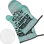 Happy Camper Oven Mitts and Pot Holders Sets of 4, Resistant Hot Pads - Image 2