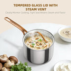 Ciwete 3 Quart Sauce Pan with Lid, Upgraded Tri-Ply Stainless Steel Saucepan - Image 4
