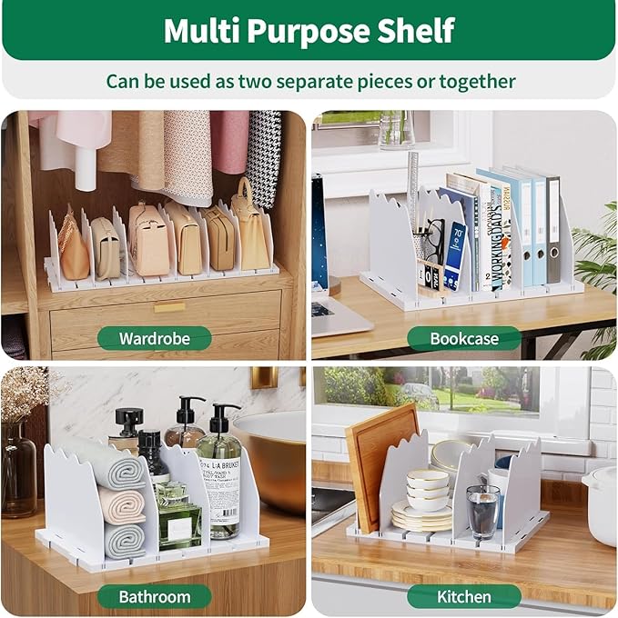 SPACEKEEPER Shelf Divider for Closet, 2 Pack Adjustable Purse Organizers - Image 3