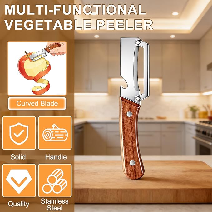 2Pcs Multi-Functional Vegetable Peeler, Zero Snag Wooden Peeler, Zero Snag - Image 2
