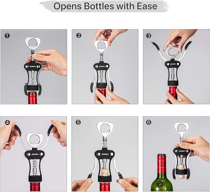 Beneno Wine Opener, Zinc Alloy Premium Wing Corkscrew - Image 6