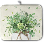 Spring Sage Green Leaves Dish Drying Mat by Kwlegh