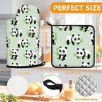 Cute Panda Oven Mitts and Pot Holders Sets 4Pcs, Extra Long Oven Gloves - Image 2