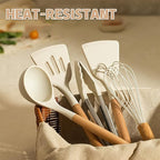 Umite Chef Kitchen Cooking Utensils Set, Wooden Handle Silicone Kitchen Gadgets - Image 5