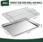 Small Baking Sheet with Rack Set, CEKEE Stainless Steel Small Baking Pan and - Image 2