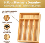 Umilife Bamboo Kitchen Drawer Organizer, 8.25 Inch Silverware Utensils Tray - Image 2