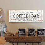 Coffee Bar Sign Decor Rustic Kitchen Canvas Sign Farmhouse Bar Hanging Wall - Image 3