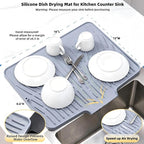 Silicone Dish Drying Mat for Kitchen Counter Sink, Non-Slip dish drying Pad - Image 2