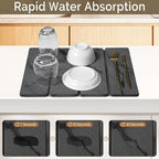 Small Stone Dish Drying Mat for Kitchen Counter, Foldable Water Absorbing - Image 3