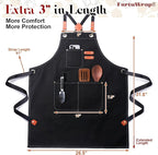 Plus Size Kitchen Apron for Men Women, Cross Back Cotton Canvas Chef Apron - Image 2