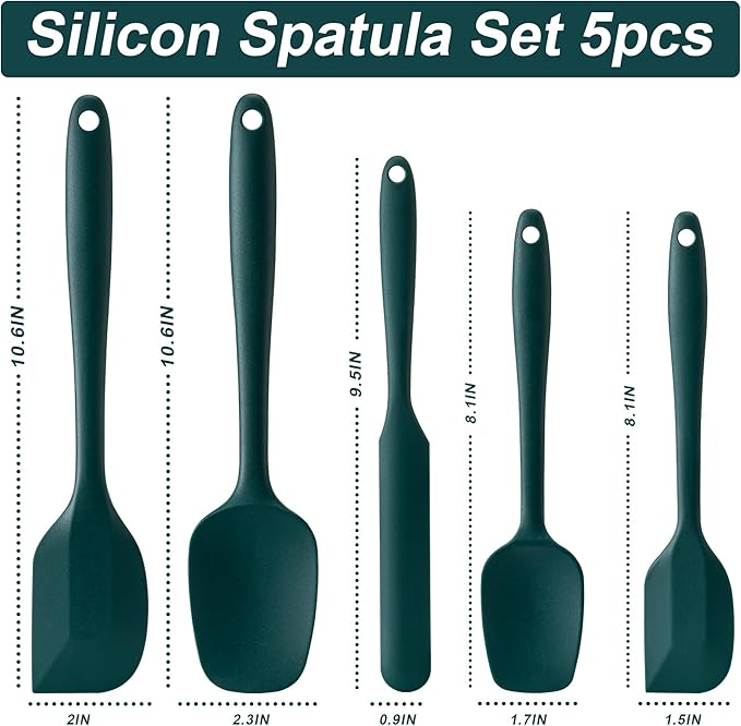 Silicone Spatula Set, 5 Piece Food Grade Rubber Spatulas - Image 2