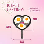 Paris Hilton Pre-Seasoned Cast Iron Heart Skillet Pan, Heavy-Duty Frying Pan - Image 6