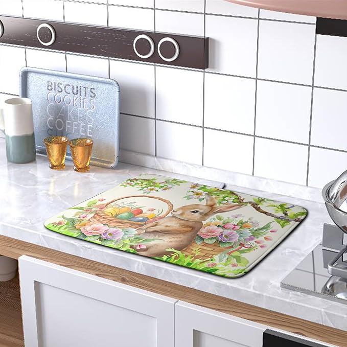 Happy Easter Bunny Kitchen Dish Drying Mat - Image 5