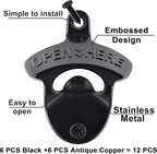 12 Packs Antique Copper Wall Mount Bottle Opener Bulk, Old Fashioned Beer Top - Image 2