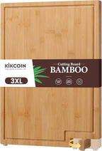Kikcoin Bamboo Cutting Boards for Kitchen, 3XLarge Wood Cutting Board by Kikcoin