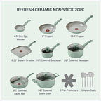 T-Fal Refresh Ceramic Nonstick Cookware Set, Oven Safe to 350°F, Ceramic Pots - Image 2