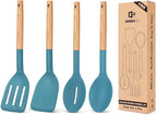 Pack of 4 Silicone Cooking Utensils Set, Non Stick Solid Spatulas and Heat by BUNDLEPRO