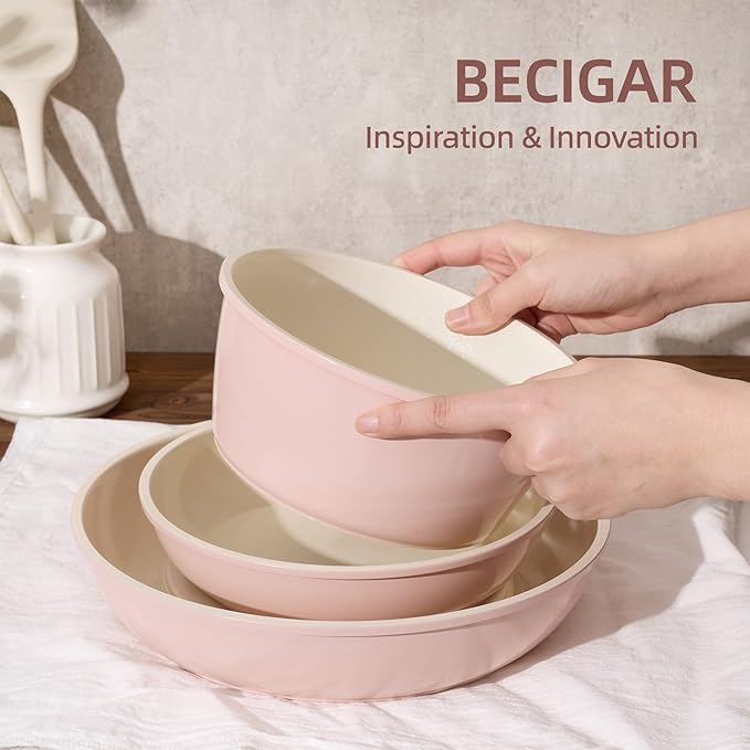 BECIGAR 8PCS Ceramic Cookware, Nonstick Ceramic Pan, Removable Handle Pots and - Image 5