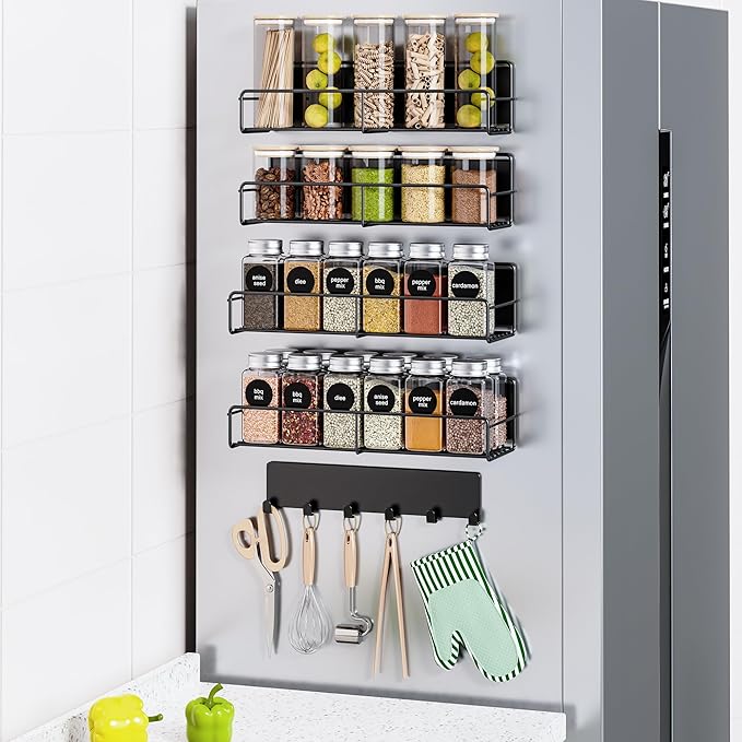 Mystozer 5 Pack Moveable Magnetic Spice Rack Organizer by Mystozer