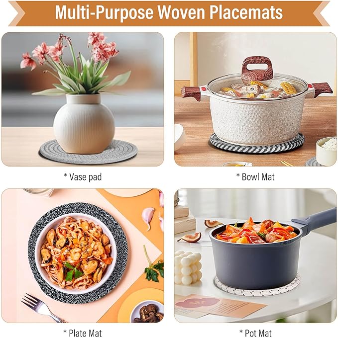 Tidponra Trivet Mats Set for Hot Dishes, 5 Heat Resistant Pot Holders Kitchen - Image 6