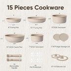 CAROTE 15pcs Pots and Pans Set, Nonstick Cookware Set Detachable Handle - Image 2