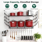 Housolution Pot Rack Wall Mounted, 3 Level Height Adjustable, 2 Tier Heavy Duty - Image 2