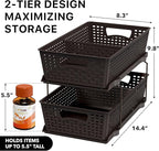 Simple Houseware 2 Tier Bathroom Organizer Tray Pull-Out Sliding Drawer - Image 2