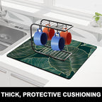 Rnivvi Dish Drying Mat for Kitchen Counter, 16 x 18" Boho Theme Absorbent Heat - Image 2