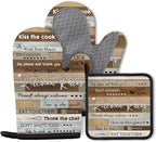 Kitchen Rules Oven Mitts and Pot Holders 3PCS, Funny Kitchen Rules Oven Mitts by Unknown