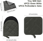 Kitchen Set Pack Of 5, Oven Mitts Pot Holders Pad And Towel Set, Heat Resistant - Image 2
