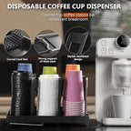 6-Slot Paper Cup and Lid Holder, Disposable Coffee Cup Dispenser, Upright Paper - Image 3