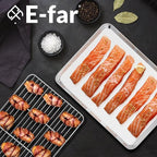 E-far Baking Sheet with Wire Rack, Stainless Steel Cookie Sheets Pan & Cooling - Image 7