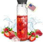 Glass Pitcher - 1.2 Liters / 41 oz, Borosilicate Glass - Water Carafe - by PJCKitchen