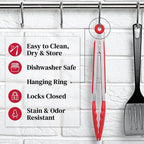 Popco 3-Piece Kitchen Tongs Set – Stainless Steel Heat Resistant Silicone Tips - Image 5