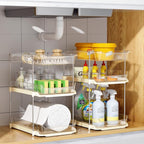 Delamu 2 Pack 3-Tier Bathroom Under Sink Organizers and Storage, Pull Out Clear - Image 7