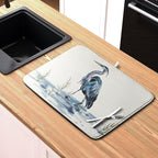 Summer Dish Drying Mat Blue White Heron Beach Absorbent Microfiber Drying Mats - Image 6