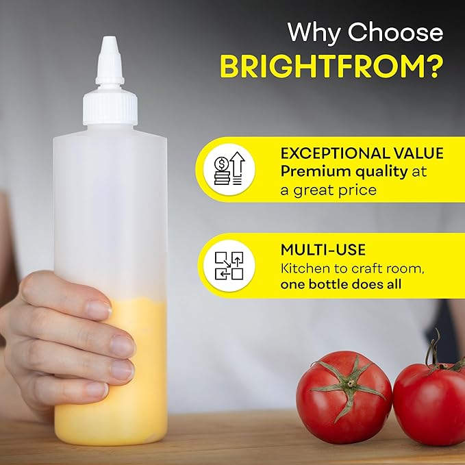 BRIGHTFROM Condiment Squeeze Bottles, 16 OZ Empty Squirt Bottle - Image 6