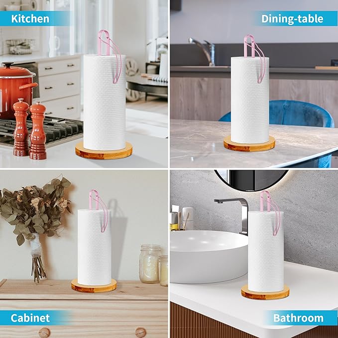 Wood Paper Towel Holder Countertop, TONLEA Kitchen Paper Towel Holder - Image 6
