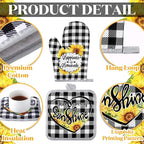 Leinuosen 6 Plaid Sunflower Kitchen Towels Kitchen Decor and Accessories Set - Image 5