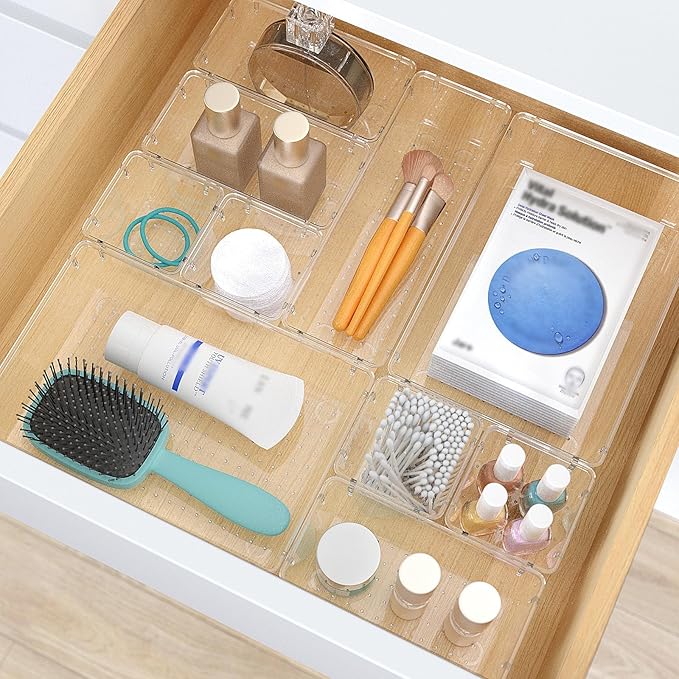 StorMiracle 23 PCS Clear Plastic Drawer Organizers Set, 4 Size Desk Drawer - Image 5