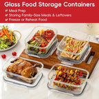 4 Pack 8 Cups/ 63oz Large Glass Storage Containers - Image 5