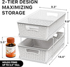 Simple Houseware 2 Tier Bathroom Organizer Tray Pull-Out Sliding Drawer - Image 2