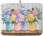Hydrangea Dish Drying Mat for Kitchen Counter Spring Summer Floral Vases dish by Kwlegh