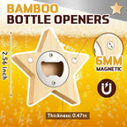 Vesici 24 Pcs Magnetic Bottle Opener 2.5in DIY Bamboo Star Shape Beer Openers - Image 2