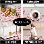 Valentines Pink Love Heart Dish Drying Mat Valentine Day Absorbent Microfiber - Image 7