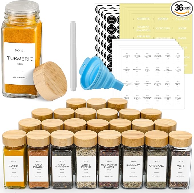 NETANY 36 Pcs Glass Spice Jars by NETANY